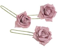 Hlavička pěnové růže na drátku 7cm/dl.25cm - 12ks