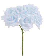 Hlavička pěnové růžičky na drátku Ø 6cm, drátek 25cm - 6ks