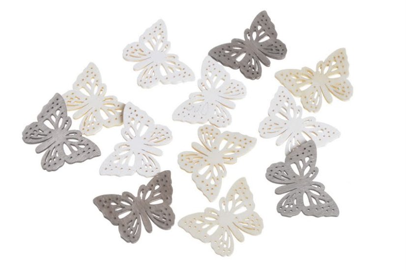 Dřevěné výseky ve tvaru  motýl 4cm - 12ks