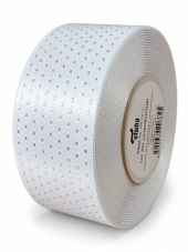Atlasová stuha s metalickým prošitím 40 mm × 20 m – bílá/stříbrná