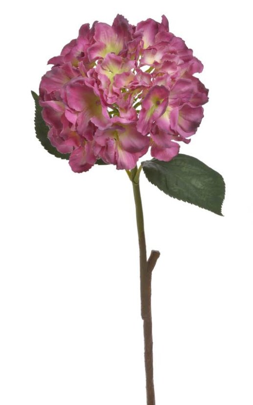 Květ umělé hortenzie na stonku s listy, květ Ø18cm/dl.59cm
