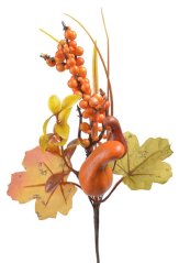 Zápich podzim s dýní, bobulemi a listy, dl. 22 cm