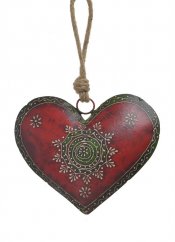 Dekorace - plechové barvené srdce s ornamenty  22x18cm..21,5mLx5cmWx18,5cmH
