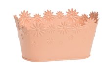 Dekorace plechový oválný obal na květiny s dekorem 22x10,5cmH