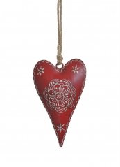 Dekorace - plechové barvené srdce s ornamenty - 15x9cm..9cmLx2,5cmWx14,5cmH