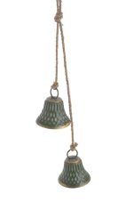 Dekorace kovový zvonek (7cmØx8cmH) 48cmH - 2 ks závěs