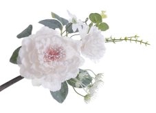 Zápich umělé růže 2 květy s přízdobami, květ Ø 7+10cm, zápich celkem 21cm _03