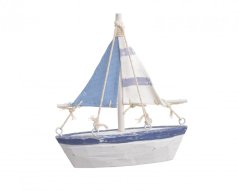 Letní dekorace - plachetnice s textilní plachtou 12cmLx3cmWx13cmH