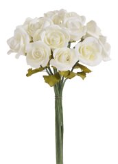 Pěnová růžička na stonku s lístkem, hlava 3,5cm/25cm - 12ks