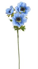 Umělý anemon 2 květy s listy -  květ Ø 9 cm, dl. celkem 56 cm
