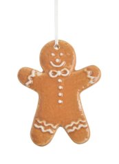 Vánoční dekorace keramická perníková postava 8cmL x 0,7cmW x 10cmH - závěs