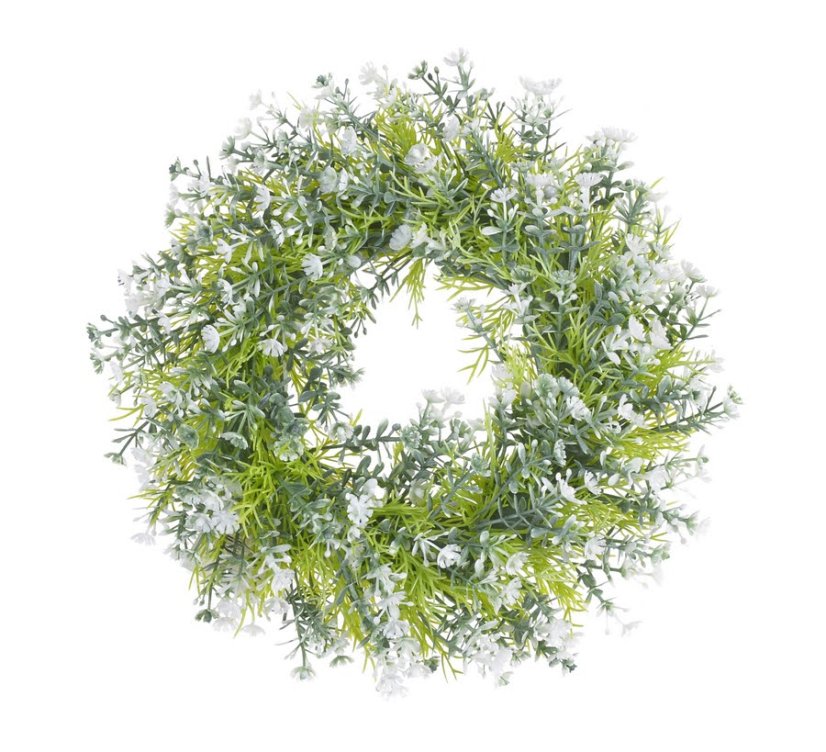 Věnec z různých umělých větviček a kvítků Ø 24cm