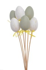 Velikonoční dekorace plastová vejce - zápich .(4cm∅x6cmH) 35cmH - 6ks