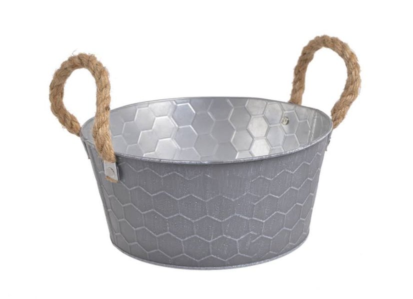 Plechová nádoba s úchyty Ø18cm/15cm x 9cmH.