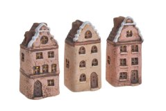 Dekorace keramický LED domek MIX .5cmLx4.8cmWx10,8cmH - 12 ks