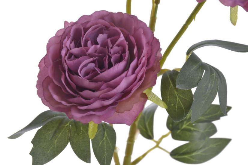 Umělá pivoňka s 2květy a poupětem, květ Ø7cm/ celková dl.67cm