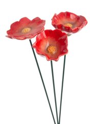 Dekorace keramický kvítek na drátku (8,5-9,5cmLx8-9,5cmWx3-4,9cmH)