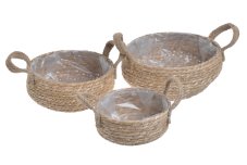 Přírodní jutové košíky s uchy – sada 3 ks, Ø 19–28 cm
