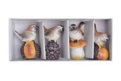 Dekorace figurka pták .4cmLx3cmWx5,5cmH - 4ks