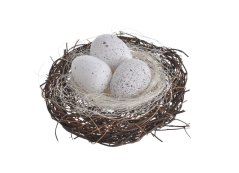 Jarní dekorace proutěné hnízdo s vejci 12 cm∅, 3,5 cmH