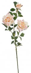 Umělá růže velvet s dvěma květy a poupětem dl. 96cm