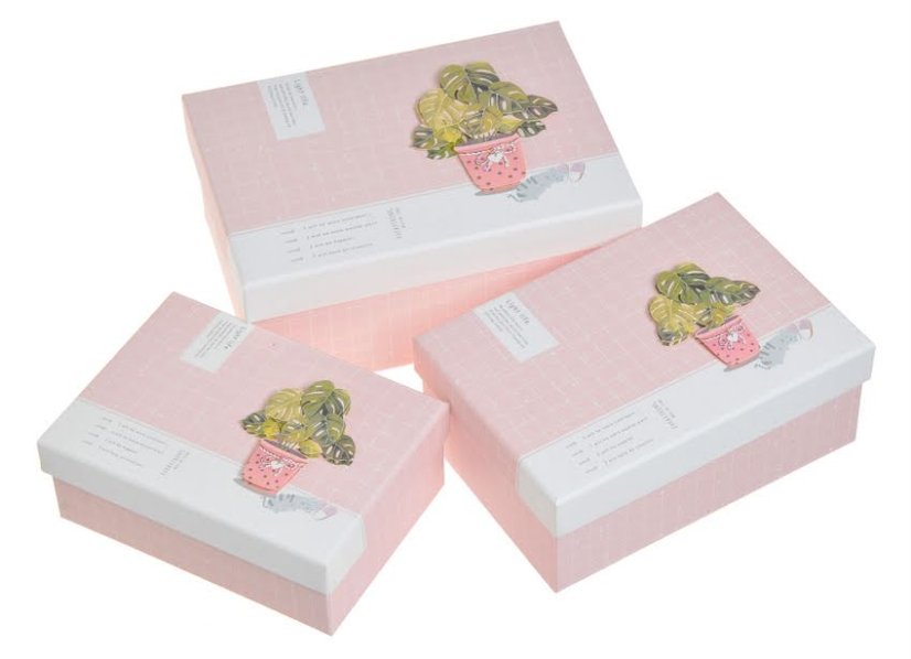 Sada dárkových krabiček 17,5x12,5x6,5cm  20x14x8cm  22,5x16x9,5cm -  3ks