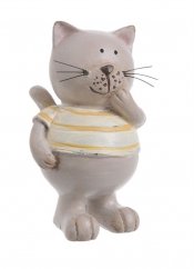 Dekorace keramická kočka v tričku stojící 10cm